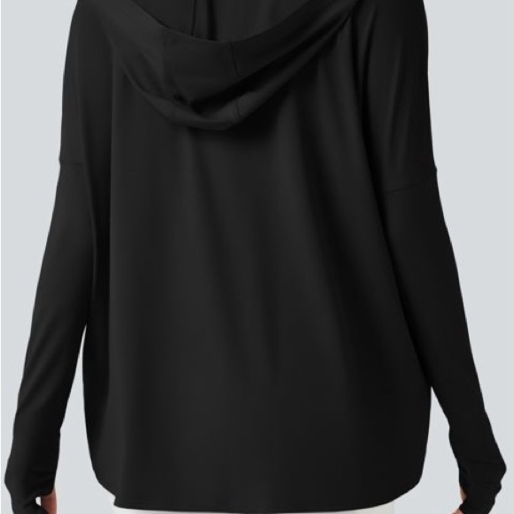Halara Hooded Cowl Neck Long Sleeve Thumb Hole Yoga Sports Top with Pockets Sz S - Picture 4 of 9